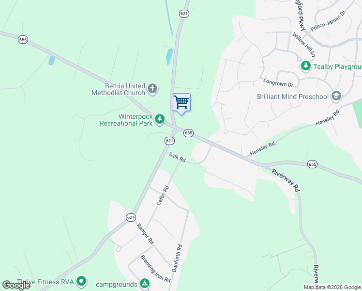 map of restaurants, bars, coffee shops, grocery stores, and more near 11001 Winterpock Road in Chesterfield