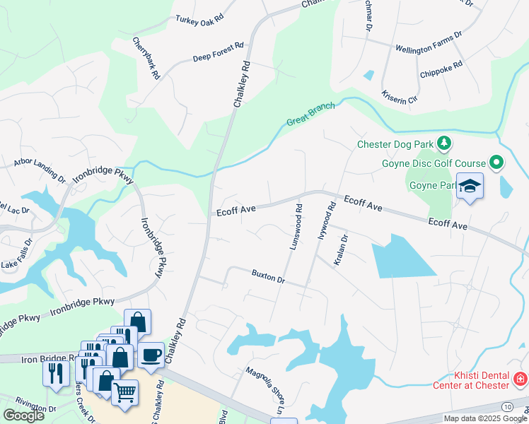 map of restaurants, bars, coffee shops, grocery stores, and more near 5829 Ecoff Avenue in Chester