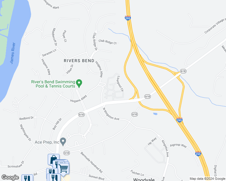 map of restaurants, bars, coffee shops, grocery stores, and more near 529 Battista Court in Chester