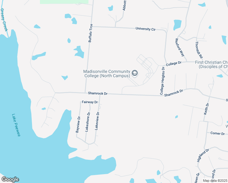 map of restaurants, bars, coffee shops, grocery stores, and more near 636-682 Shamrock Drive in Madisonville