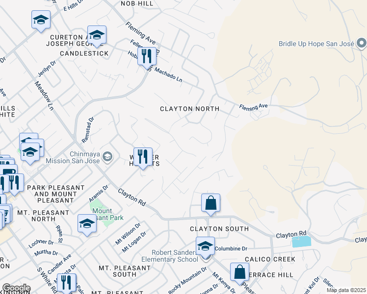 map of restaurants, bars, coffee shops, grocery stores, and more near 1527 Calco Creek Drive in San Jose