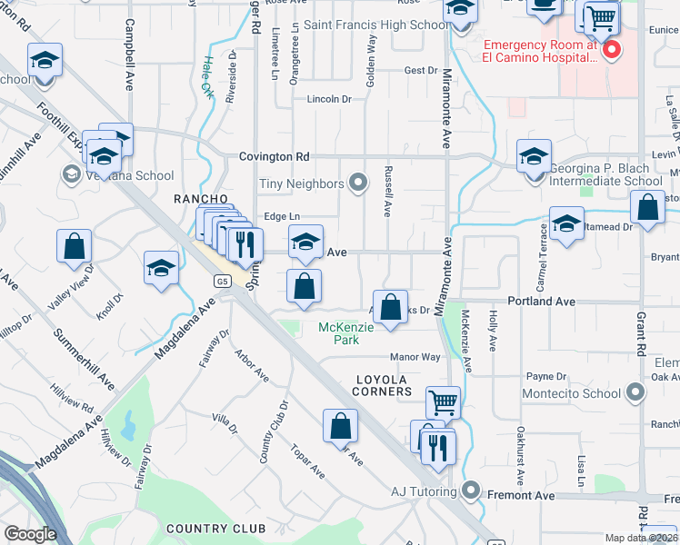 map of restaurants, bars, coffee shops, grocery stores, and more near 770 Berry Avenue in Los Altos