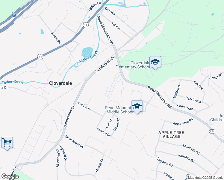 map of restaurants, bars, coffee shops, grocery stores, and more near 173 Tinkerview Drive in Cloverdale