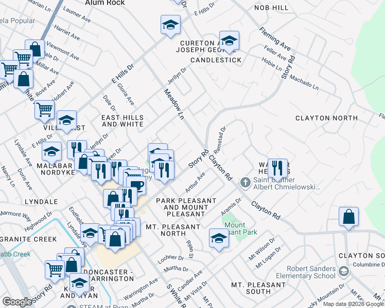 map of restaurants, bars, coffee shops, grocery stores, and more near 14440 Victoria Court in San Jose