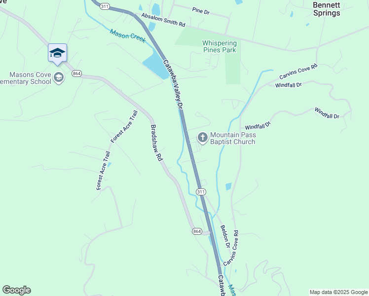 map of restaurants, bars, coffee shops, grocery stores, and more near 2974 Catawba Valley Drive in Salem