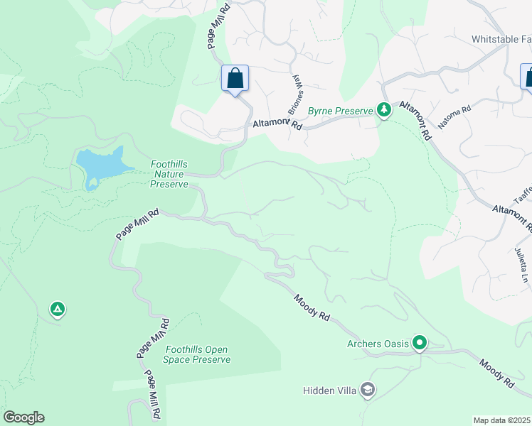 map of restaurants, bars, coffee shops, grocery stores, and more near 27861 Moody Road in Los Altos Hills