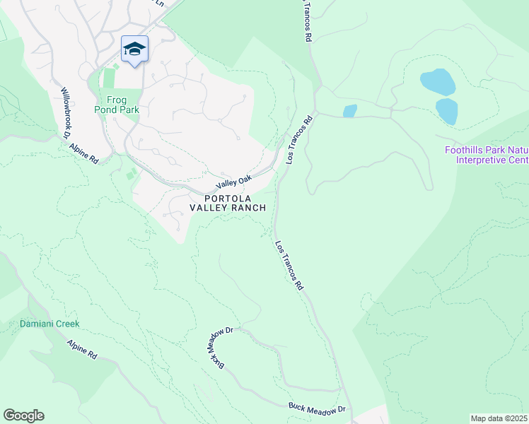 map of restaurants, bars, coffee shops, grocery stores, and more near 5 Oak Forest Court in Portola Valley