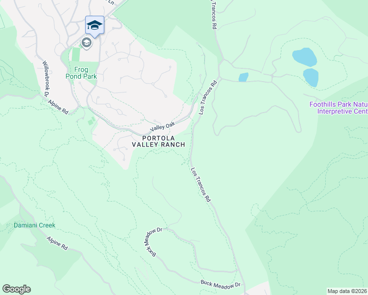 map of restaurants, bars, coffee shops, grocery stores, and more near 5 Oak Forest Court in Portola Valley
