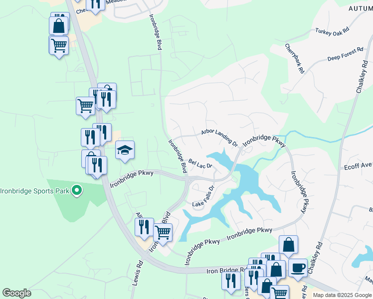 map of restaurants, bars, coffee shops, grocery stores, and more near 11224 Gadwell Landing Court in Chester