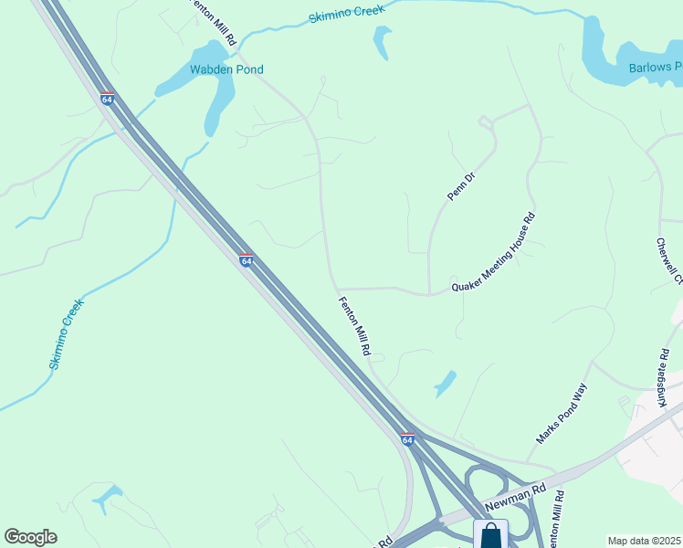 map of restaurants, bars, coffee shops, grocery stores, and more near 404 Fenton Mill Road in Williamsburg