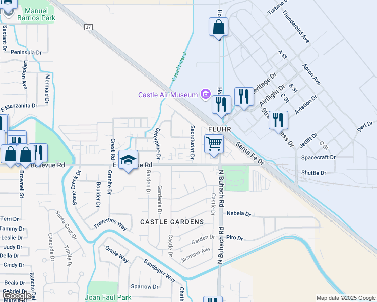 map of restaurants, bars, coffee shops, grocery stores, and more near 1480 Belmont Street in Atwater
