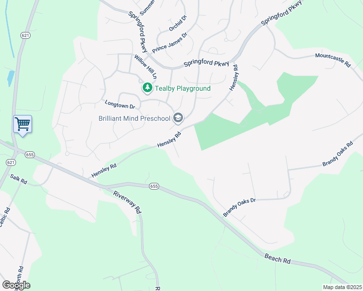 map of restaurants, bars, coffee shops, grocery stores, and more near 14018 Brandygrove Court in Chesterfield