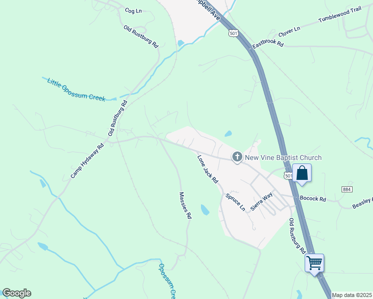 map of restaurants, bars, coffee shops, grocery stores, and more near 877 Old Rustburg Road in Lynchburg
