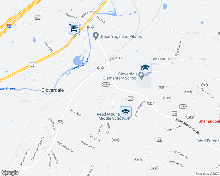 map of restaurants, bars, coffee shops, grocery stores, and more near 85 Tinkerview Drive in Cloverdale