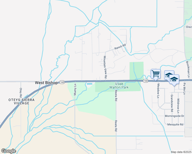 map of restaurants, bars, coffee shops, grocery stores, and more near 3781 West Line Street in Bishop