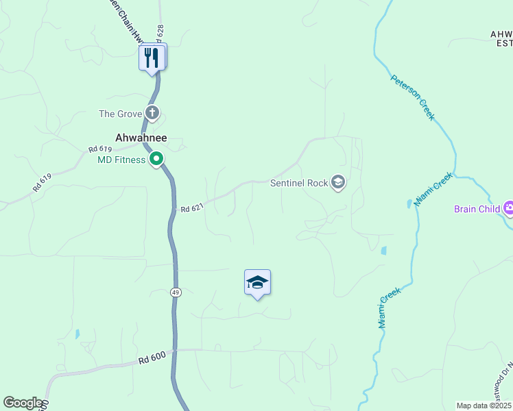 map of restaurants, bars, coffee shops, grocery stores, and more near 42177 Lone Olive Lane in Ahwahnee