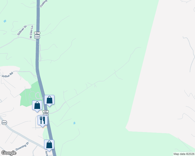 map of restaurants, bars, coffee shops, grocery stores, and more near 563 British Woods Drive in Roanoke