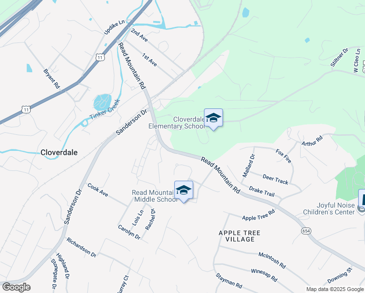 map of restaurants, bars, coffee shops, grocery stores, and more near 4100-4334 Read Mountain Road in Cloverdale