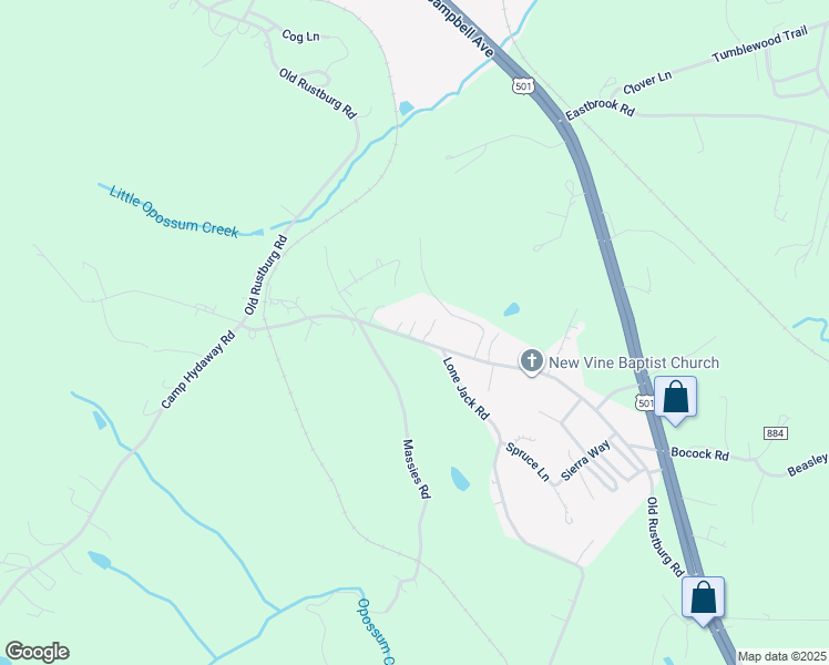 map of restaurants, bars, coffee shops, grocery stores, and more near 877 Old Rustburg Road in Lynchburg