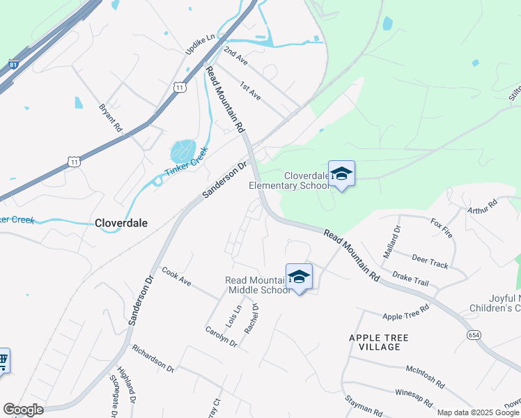 map of restaurants, bars, coffee shops, grocery stores, and more near 75 Tinkerview Drive in Cloverdale
