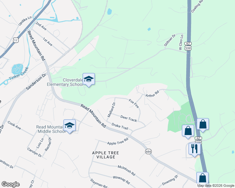map of restaurants, bars, coffee shops, grocery stores, and more near 292 Fox Fire in Cloverdale