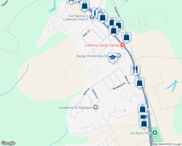 map of restaurants, bars, coffee shops, grocery stores, and more near 3024 Clinton Ct in Williamsburg