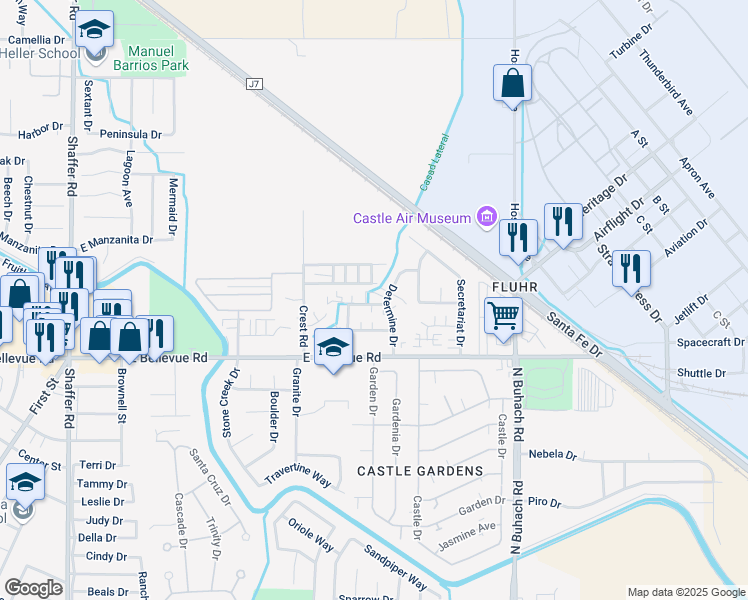 map of restaurants, bars, coffee shops, grocery stores, and more near 1205 Kelso Street in Atwater