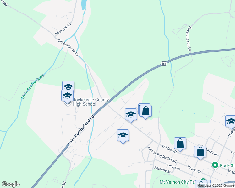 map of restaurants, bars, coffee shops, grocery stores, and more near Kentucky 461 in Mount Vernon
