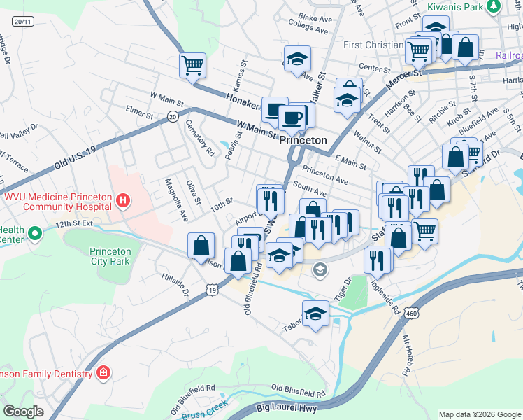map of restaurants, bars, coffee shops, grocery stores, and more near 1404 Whitethorn Street in Green Valley