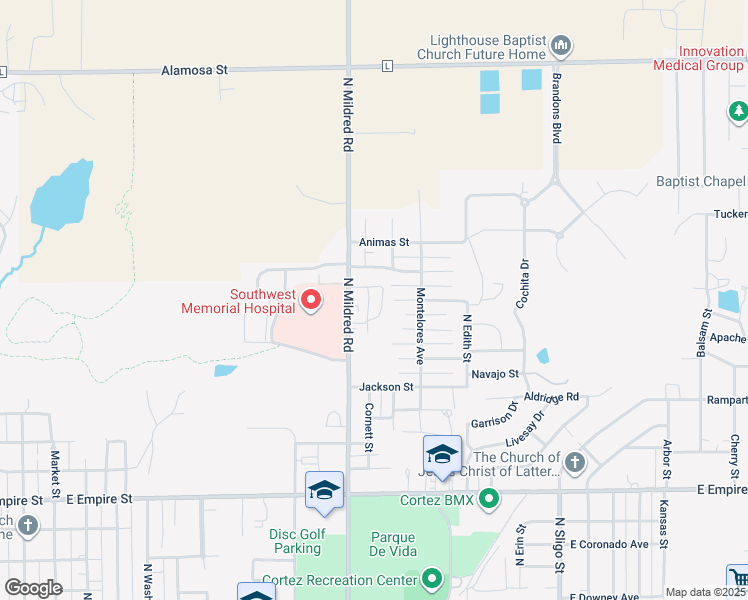 map of restaurants, bars, coffee shops, grocery stores, and more near 1107 Cottonwood St in Cortez