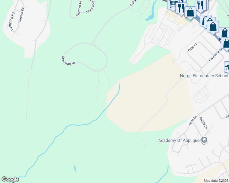 map of restaurants, bars, coffee shops, grocery stores, and more near 104 Woodmont Place in Williamsburg
