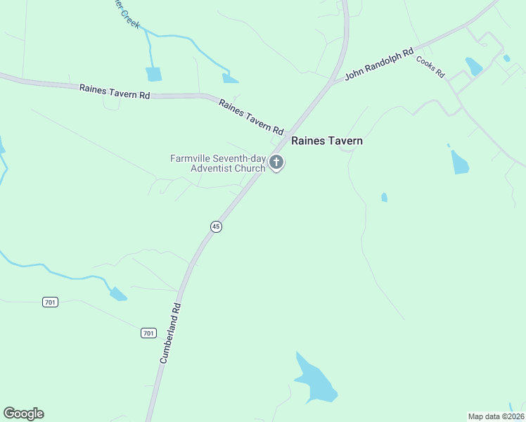 map of restaurants, bars, coffee shops, grocery stores, and more near 2071 Cumberland Road in Farmville