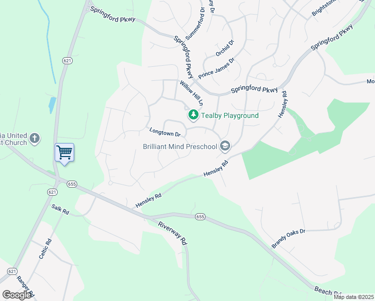 map of restaurants, bars, coffee shops, grocery stores, and more near 11500 Longtown Drive in Midlothian