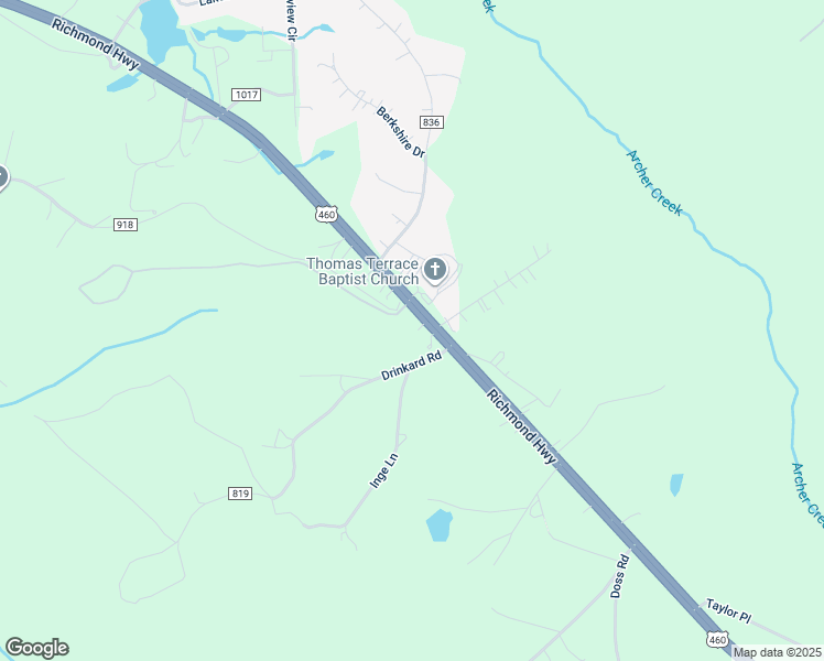 map of restaurants, bars, coffee shops, grocery stores, and more near 10671 Richmond Highway in Lynchburg