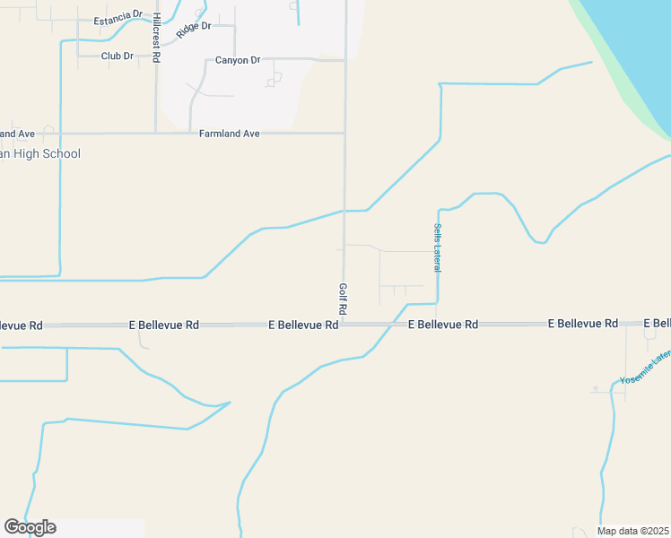 map of restaurants, bars, coffee shops, grocery stores, and more near 5145 Golf Road in Merced
