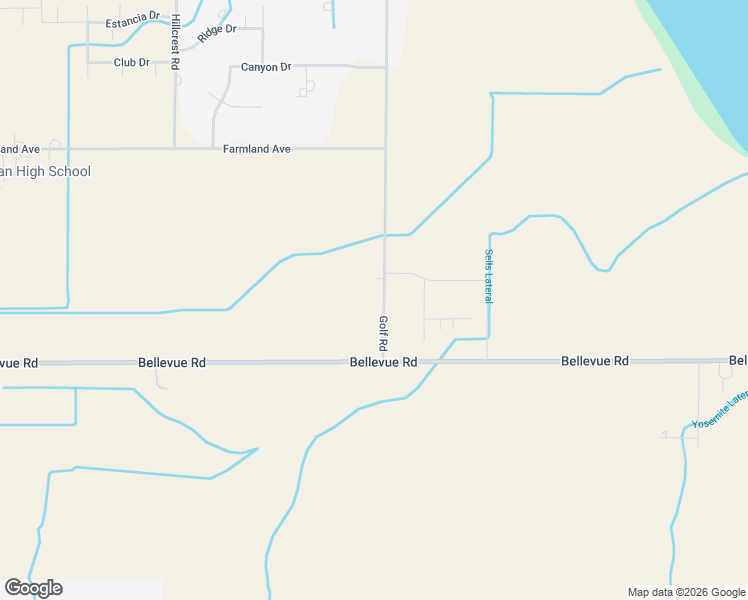 map of restaurants, bars, coffee shops, grocery stores, and more near 5145 Golf Road in Merced