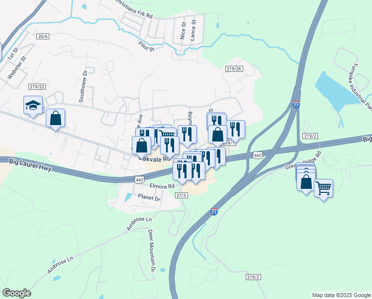 map of restaurants, bars, coffee shops, grocery stores, and more near 825 Oakvale Road in Princeton
