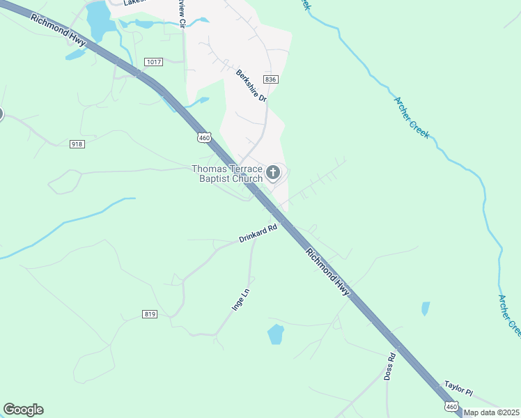 map of restaurants, bars, coffee shops, grocery stores, and more near 10671 Richmond Highway in Lynchburg