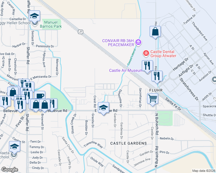 map of restaurants, bars, coffee shops, grocery stores, and more near in Atwater