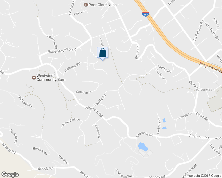 map of restaurants, bars, coffee shops, grocery stores, and more near 26925 Taaffe Road in Los Altos Hills