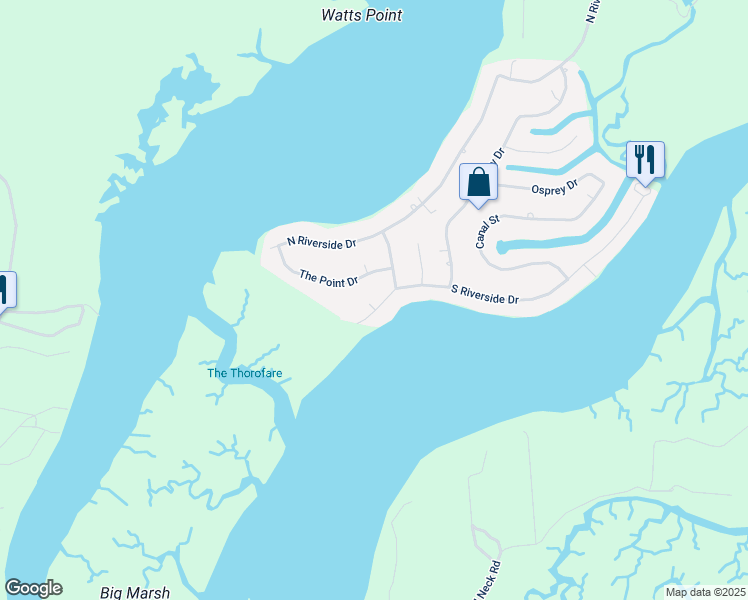 map of restaurants, bars, coffee shops, grocery stores, and more near 4028 South Riverside Drive in Lanexa