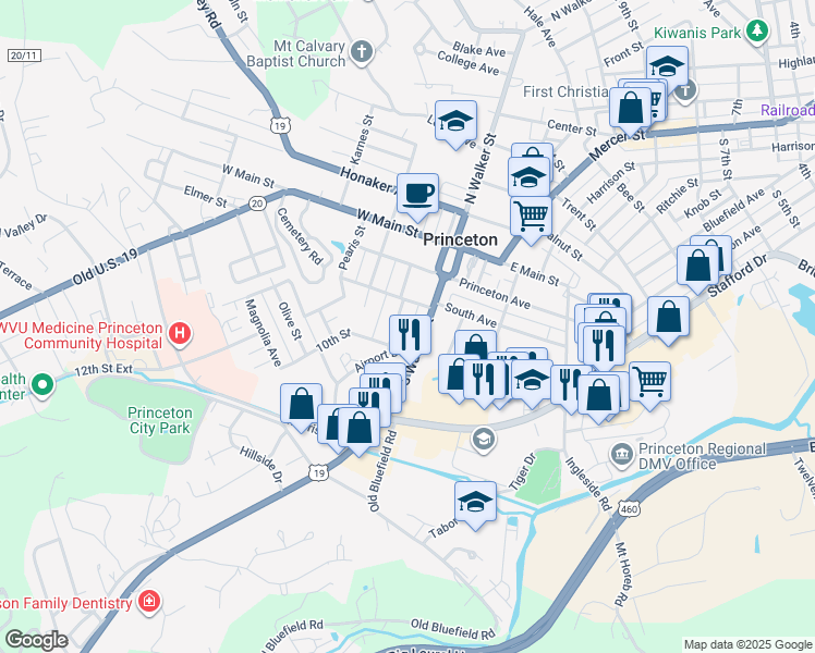 map of restaurants, bars, coffee shops, grocery stores, and more near 211 Wallace St in Princeton