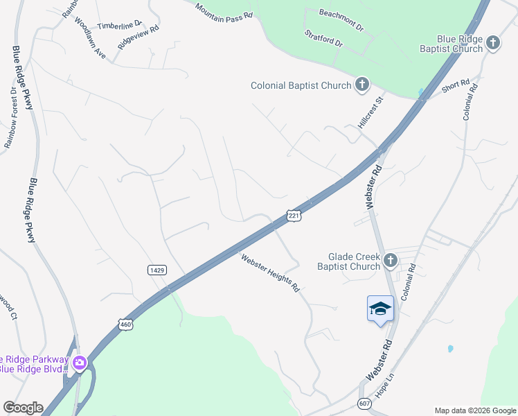 map of restaurants, bars, coffee shops, grocery stores, and more near 58 Stonehaven Ln in Blue Ridge