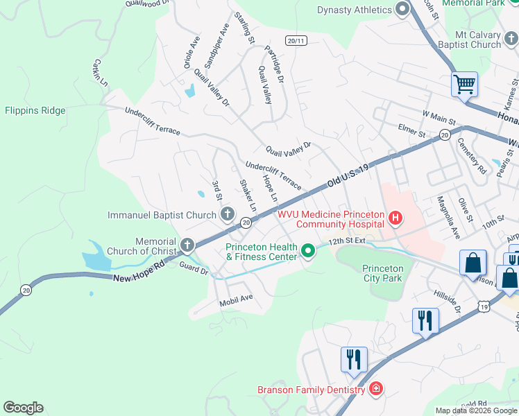 map of restaurants, bars, coffee shops, grocery stores, and more near 100 2nd St in Princeton