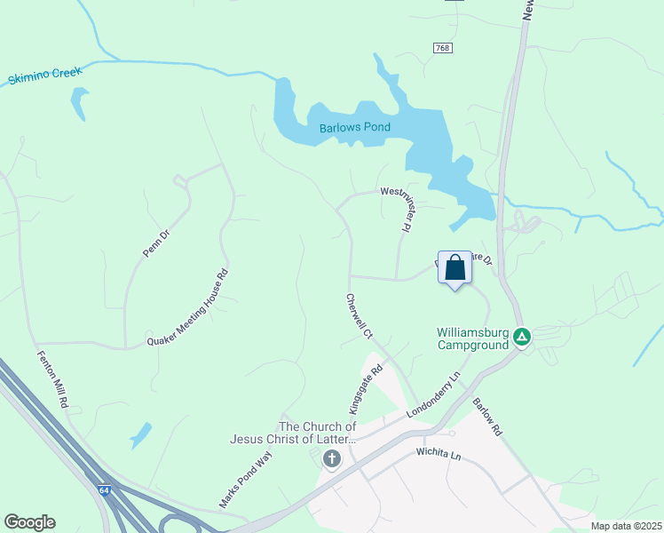 map of restaurants, bars, coffee shops, grocery stores, and more near 201 Cherwell Court in Williamsburg