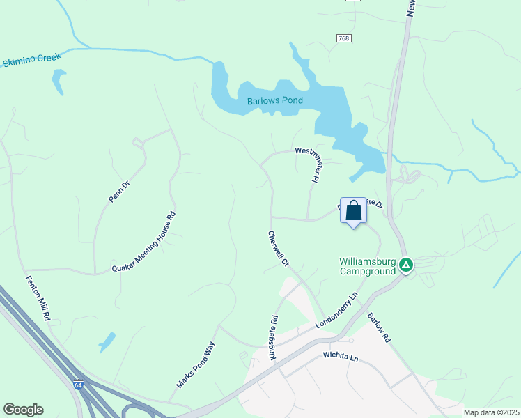 map of restaurants, bars, coffee shops, grocery stores, and more near 201 Cherwell Court in Williamsburg
