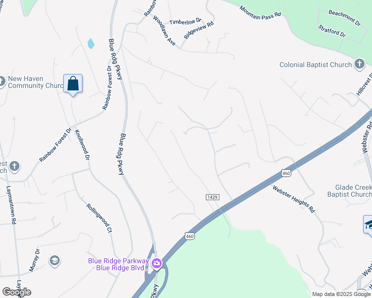 map of restaurants, bars, coffee shops, grocery stores, and more near 360 Heritage Drive in Blue Ridge