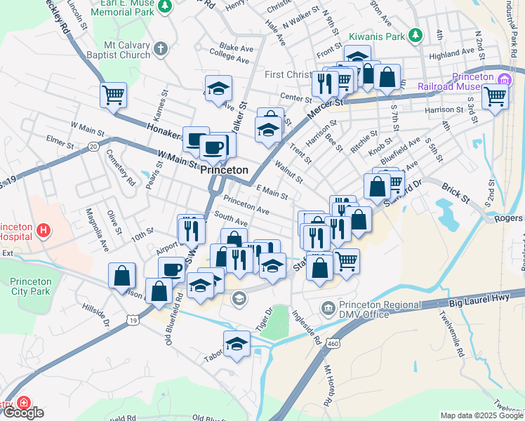 map of restaurants, bars, coffee shops, grocery stores, and more near 1326 Princeton Ave in Princeton