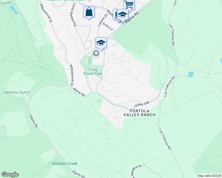 map of restaurants, bars, coffee shops, grocery stores, and more near 5 Sandstone in Portola Valley