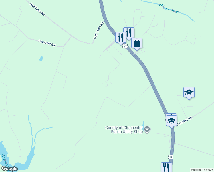map of restaurants, bars, coffee shops, grocery stores, and more near 6420 Enterprise Court in Gloucester